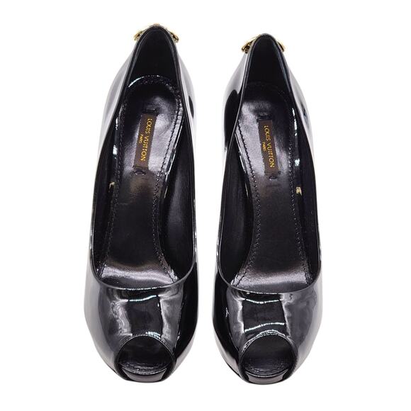 Louis Vuitton Oh Really Peep Toe Platform Pumps Black EU 38 US 7.5 - New $1045 - Picture 4 of 9